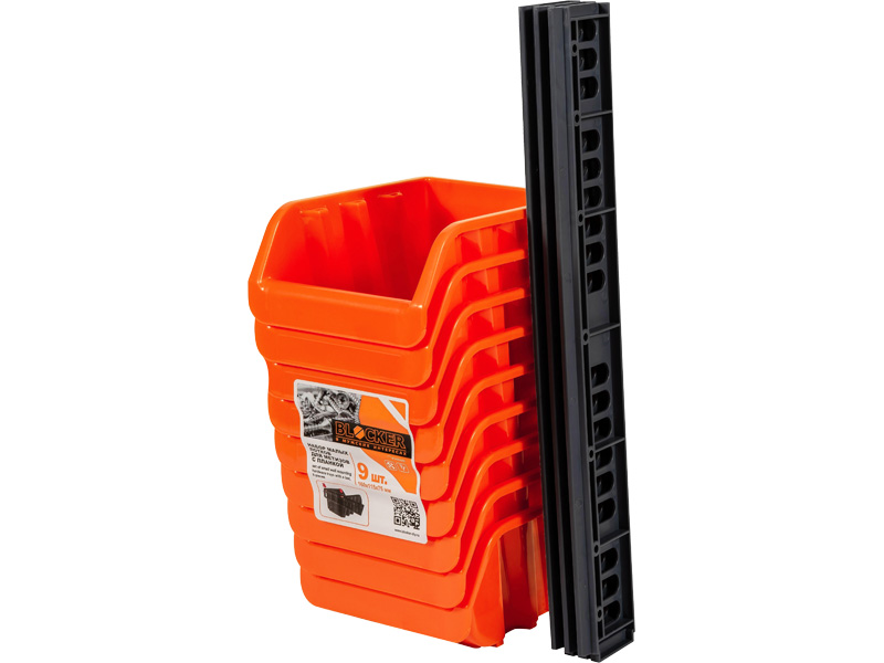 Ящик п/п для метизов, комплект, из 9 шт. цв. оранжевый(оранжевый) 9001 К 167x143x350 мм Полипропилен (РР)