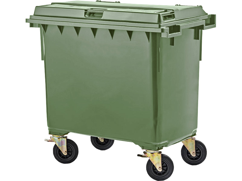 Мусорный контейнер MGBW-660 зеленый на колёсах объемом 660 литров