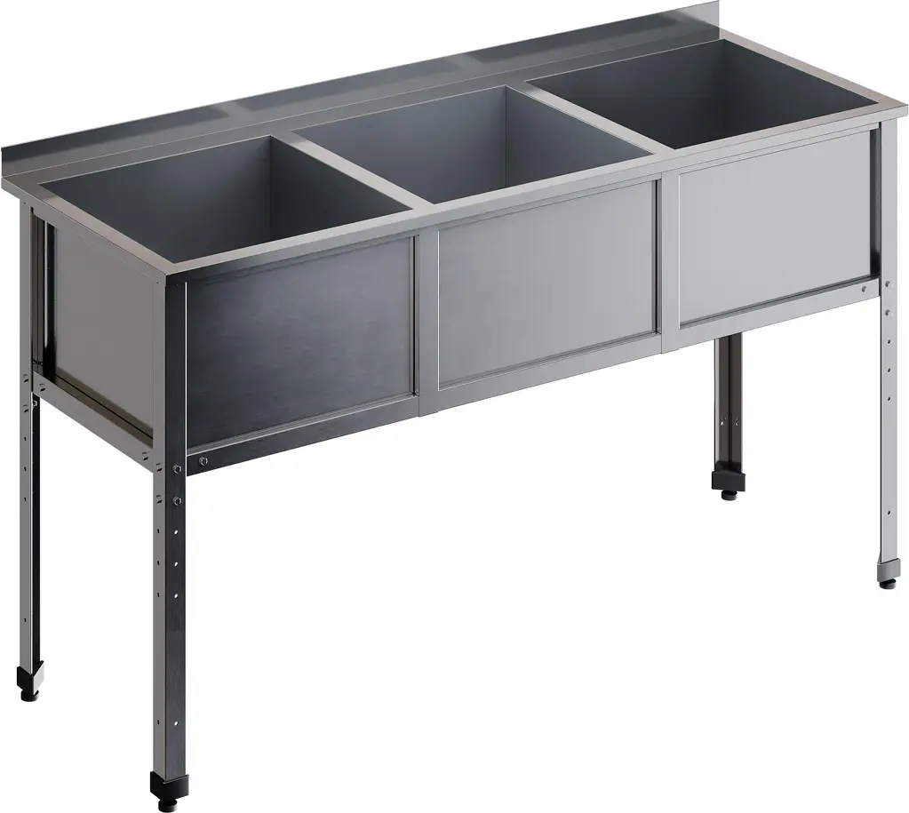 Ванна моечная трехсекционная с бортом RESTOINOX ВМС-3/6-Б-ЭК