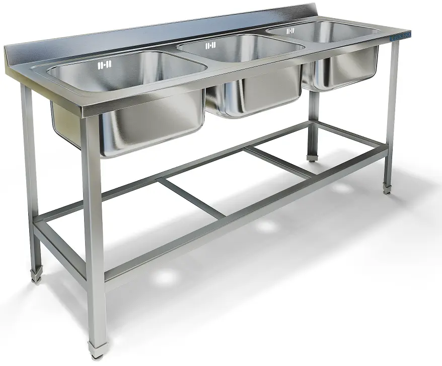 Ванна моечная цельнотянутая трехсекционная ВМ-41/446