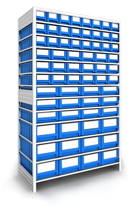 Контейнер полочный для склада 300x117x90 синий - SK 3109 балконный для метизов
