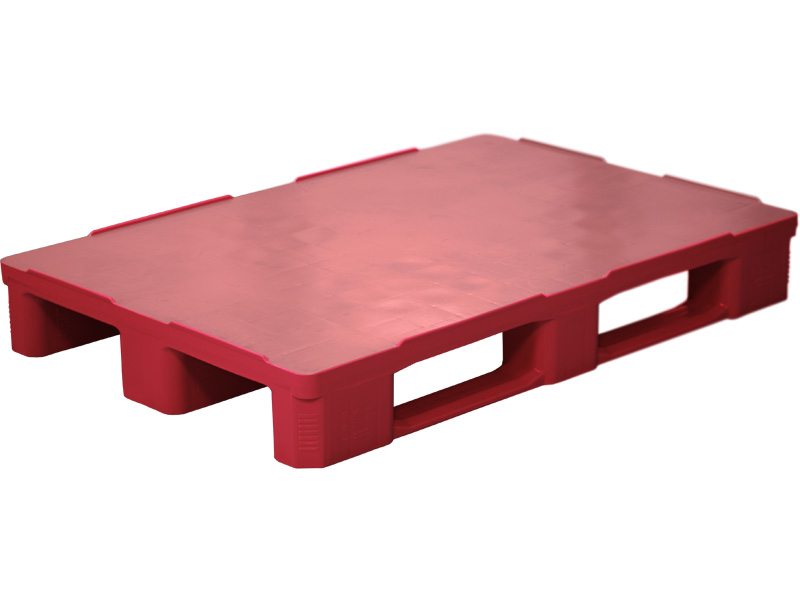 Паллет пластиковый - IR 1208-3R-G 1200х800х160 cплошной на 3-х полозьях гигиенический красный