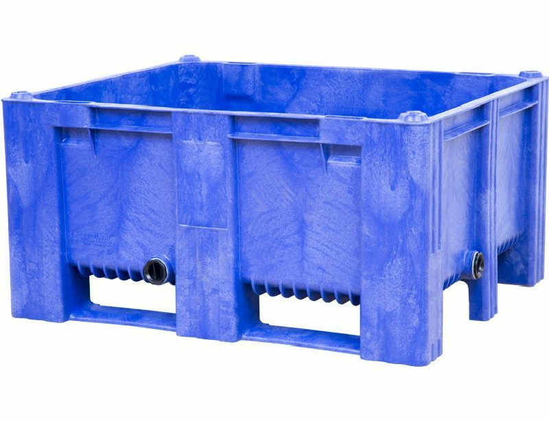 Большой пищевой контейнер BoxPallet 10-100-ОА-ACE-2 (580) 2хСП2 1200х1000х580 мм сплошной на 2-х полозьях синий