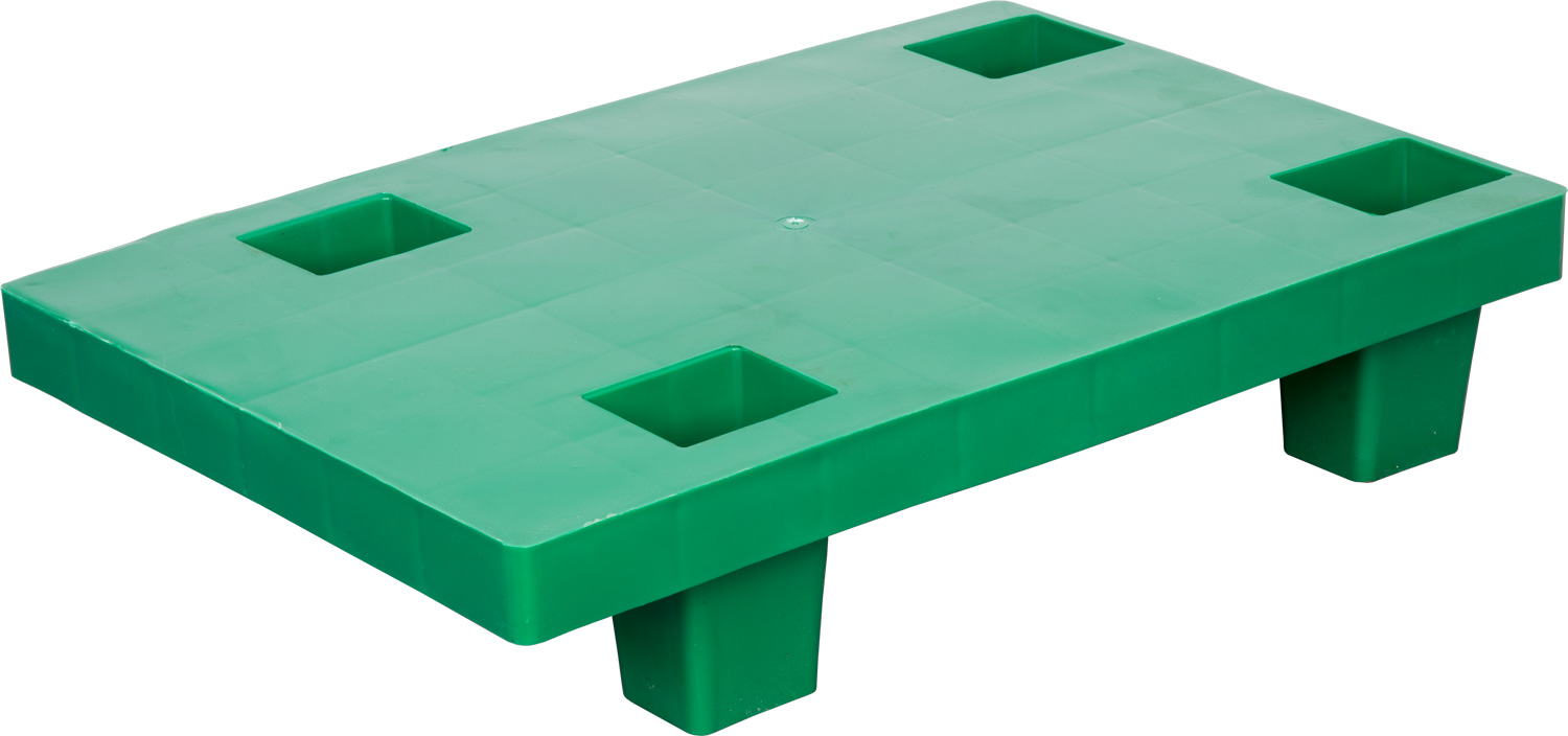 Паллет пластиковый - TR 400-1 600х400х130 сплошной на ножках зеленый