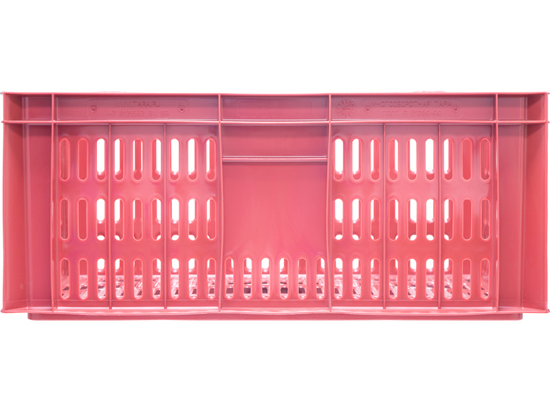 Ящик пищевой 201 пластиковый 600х400х250 мм с перфорацией для хранения и перевозки колбасных изделий и мяса красный