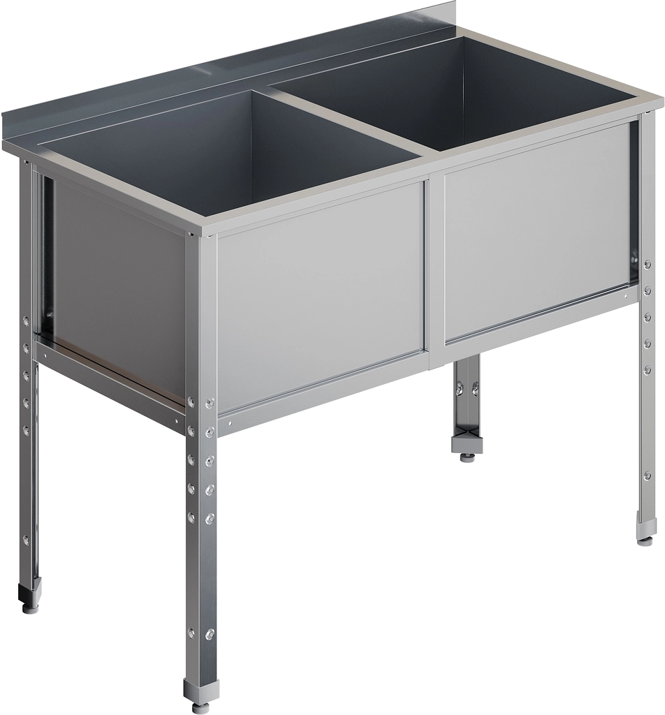 Ванна двухсекционная с бортом RESTOINOX ВМС-2/6-Б-ЭН