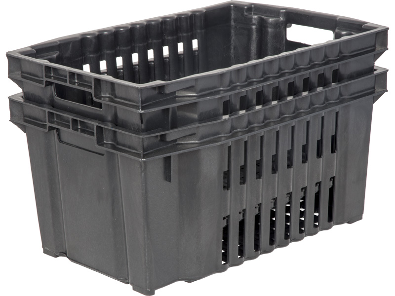 Ящик пищевой конусный 105 размером 540х360х260 мм чёрный для хранения и перевозки овощей и фруктов