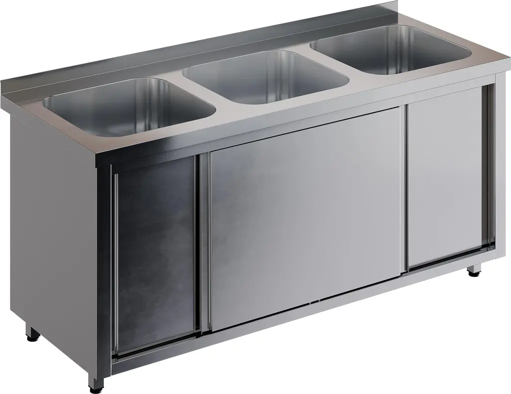 Стол купе СПЗК3М-16/6-Б с моечной ванной и бортом