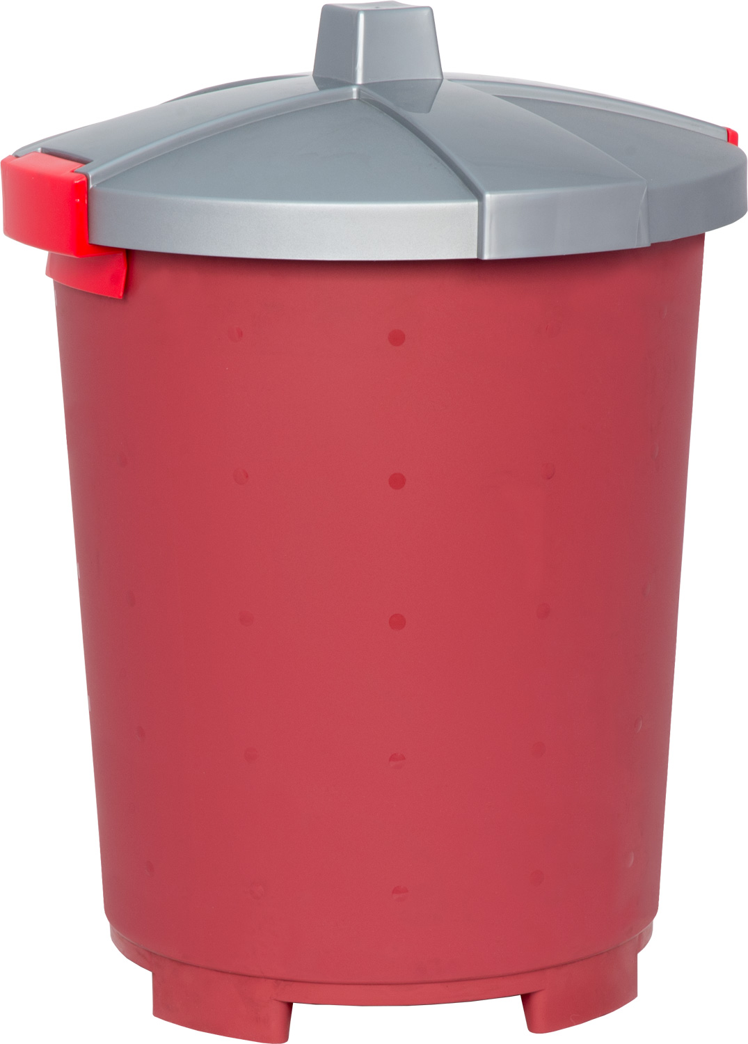 Бак пластиковый для мусора МБ-65-4 бордовый с крышкой