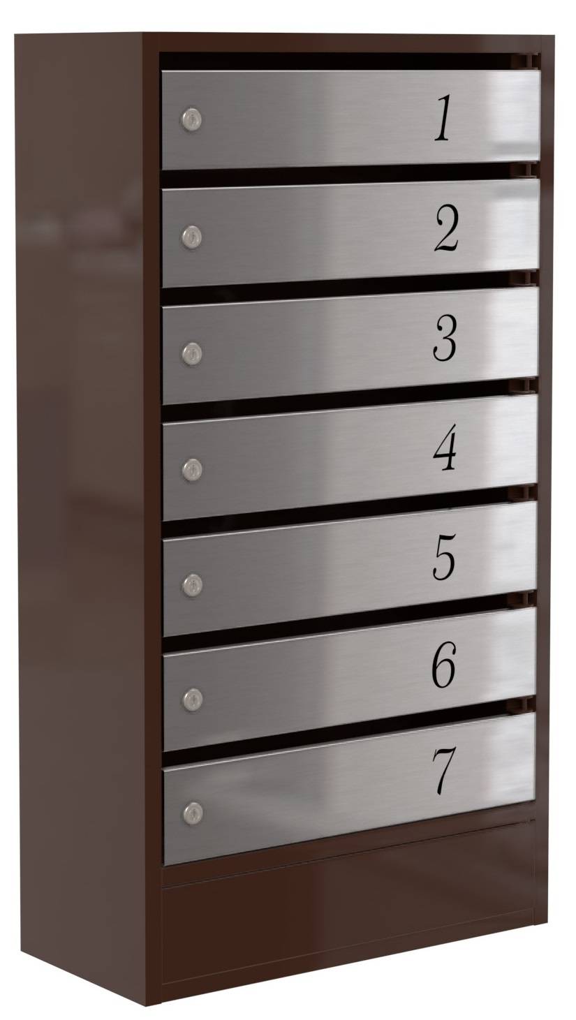Почтовый ящик Практик-7, 7 секций с дверками из нержавейки для корреспонденции компаний