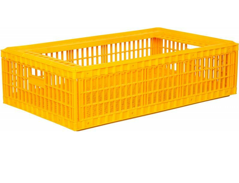 Ящик пищевой для перевозки живой птицы 970х570х270 перфорированный желтый без крышки - C-311 б/к