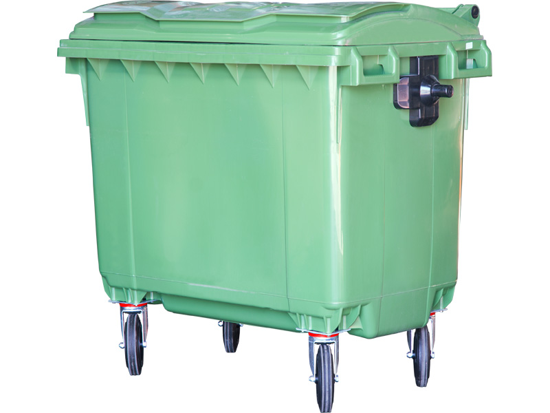 Мусорный контейнер п/э MGBG-1100 зеленый на 1100 литров на колёсах с крышкой