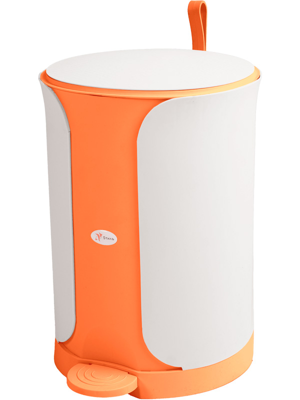 Бак для мусора МБ-18 Sтилъ оранжево-белый на 18 литров с крышкой с педалью