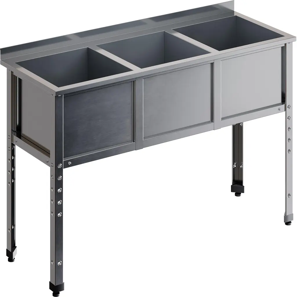 Ванна моечная трехсекционная с бортом RESTOINOX ВМС-3/5-Б-ЭН