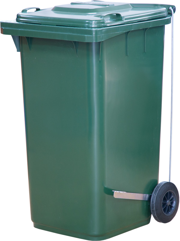 Мусорный контейнер п/э с педальным приводом Г-образным МКТ 240 зеленый (ПГ) 730x580x1060 мм