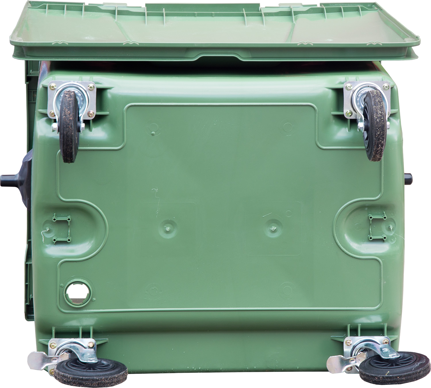 Мусорный контейнер на колёсах MGBK-1100 зеленый 1370x1077x1325 мм Полиэтилен низкого давления (HDPE) 1100 л