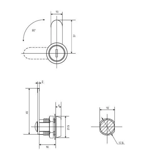 Замок почтовый 16 мм ЗП 16-ПК (BG)