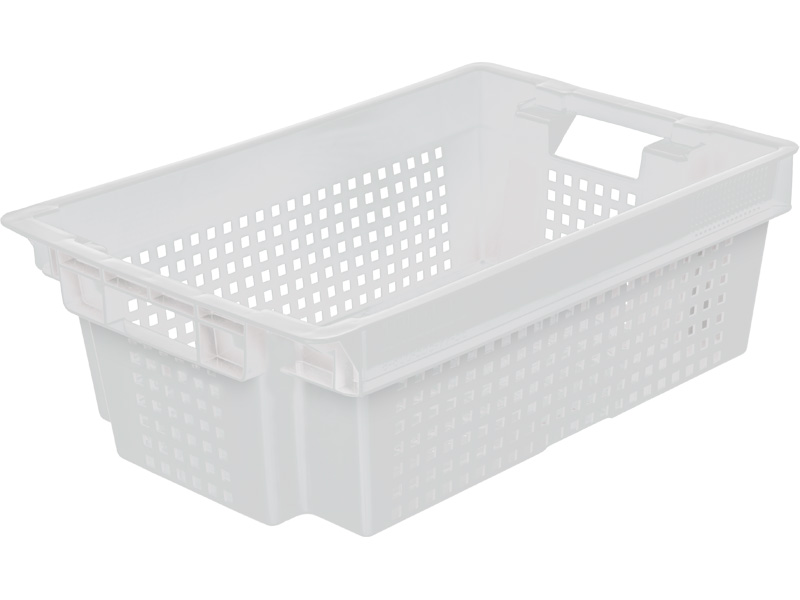 Ящик пищевой 102-1 м мск пластиковый 600х400х200 мм 1,5 кг морозостойкий дно сплошное стенки перфорированные натуральный